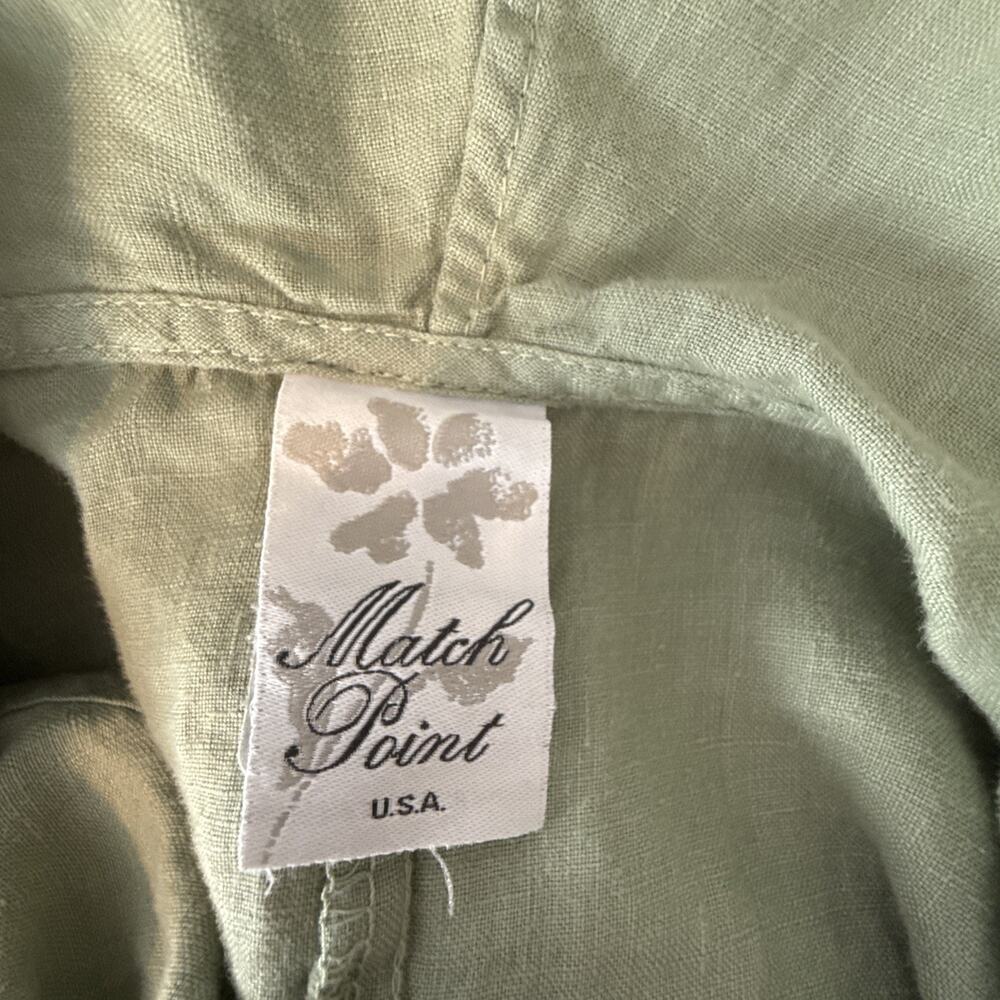 Match Point Cowl Neck Sleeveless Tunic Top Shirt Size S Sage Green Linen Pockets - Picture 6 of 7